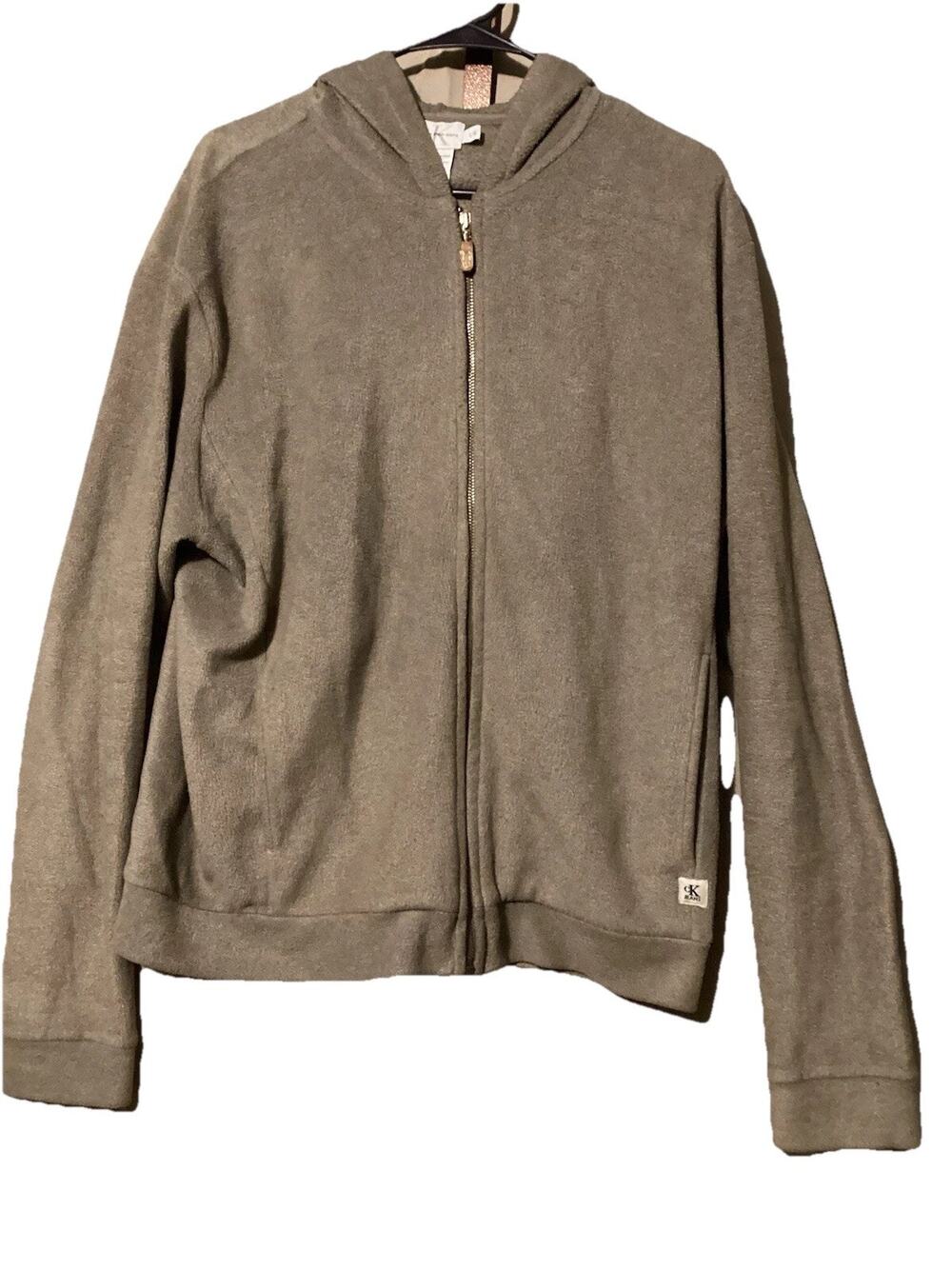 Vintage Calvin Klein Men’s Full Zip Up Jacket Hoodie Large Brown